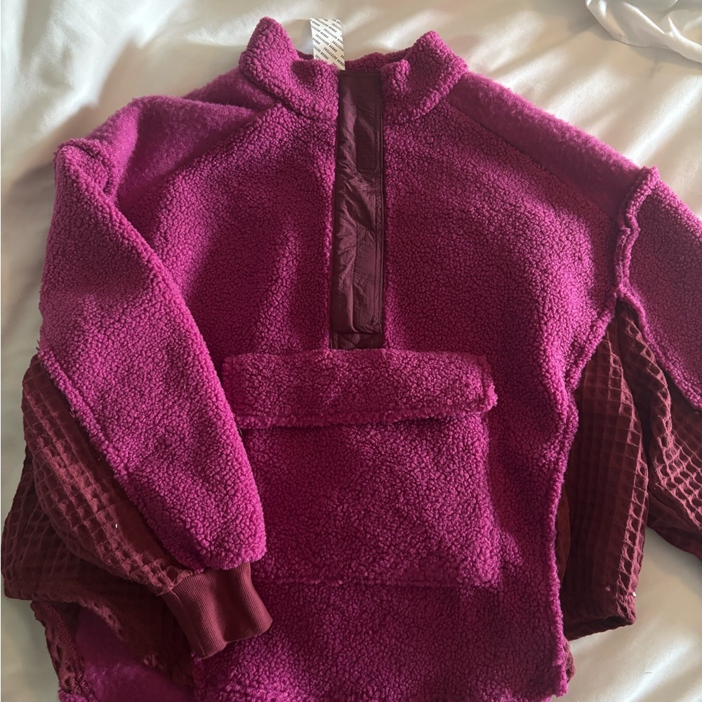 BDG Magenta Fleece Pullover Sweatshirt